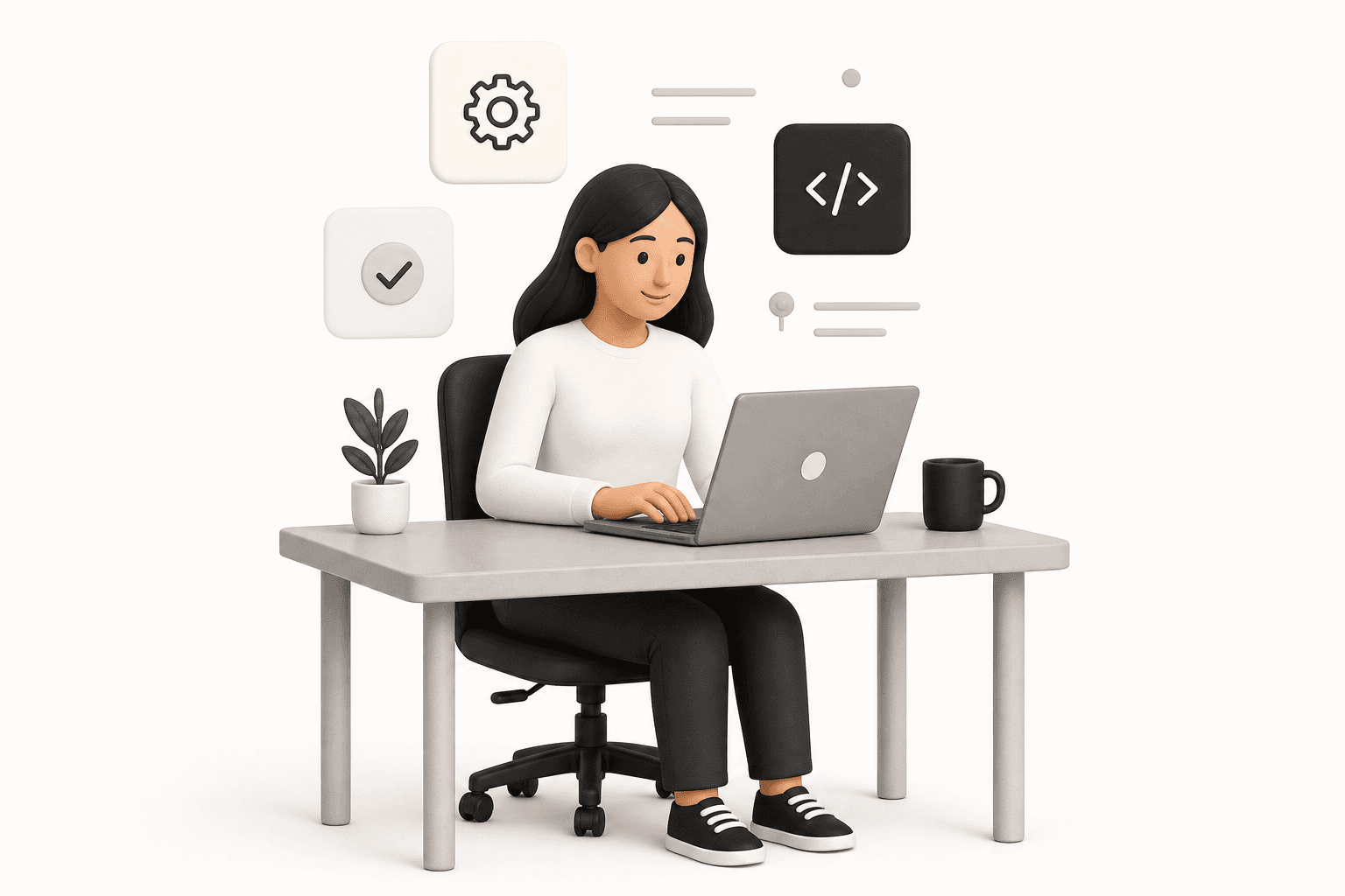 Desarrolladora de Ludi Solutions trabajando en su escritorio
