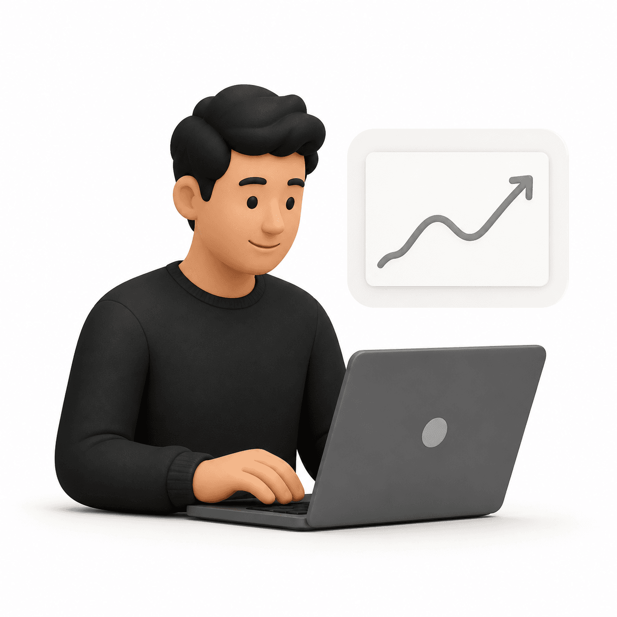 Persona planificando el proyecto con portátil y gráficas